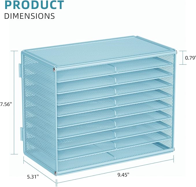 Marbrasse Mesh Marker Organizer, Metal Desktop Storage Rack for 126 Markers, Pens, Pencils, 9 Tier Marker Holder for Office Classroom & Home Art Supplies(Blue)