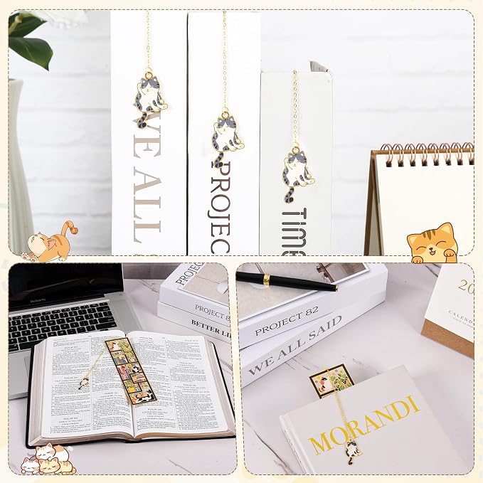 Teacher Appreciation Gift, Cat Bookmark for Reading, Personalized Metal Bookmarks with Gift Box, Cat Themed Book Mark, Funny Book Marker, Cute Bookmarks for Women, Book Lovers, Mom, Dad, Cat Lover