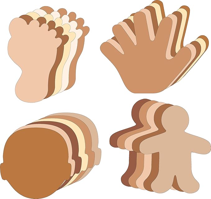 SHAPES ETC. 5.5” Multicultural Body Parts Large Creative Cut-Out Set, with Face, Person, Foot, Hand, 31 pcs per Design for Classroom Décor All About Me Activities Craft Activities for Kids USA Made