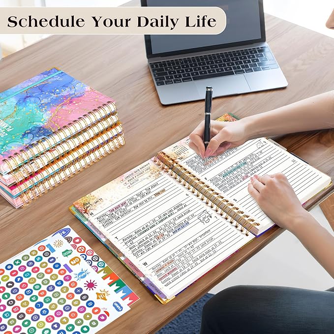 Planner 2026-2027, 18 Months Weekly and Monthly Daily Planner from January 2026 - June 2027, 8.5" x 11" A4 Large Hardcover Agenda Organizer Book 2026 with Tabs, Spiral Yearly Calendar Planners for School Work Home, Colorful Feather