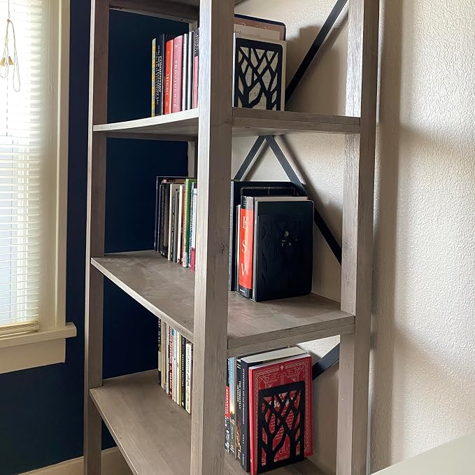 HAKZEON 16 Pack 8 Pairs 4.7 x 3.4 x 7 Inches Book Ends, Metal Bookends with Non-Slip Pads, Black Book Ends for Shelves, Decorative Bookends Supports