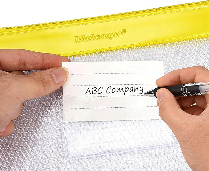 Wisdompro Zipper Pouch, 4 Packs Durable Letter Size Waterproof Mesh File Bag, Document Organizer - Purple/Yellow