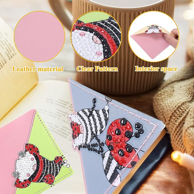 6 Pcs Diamond Painting Bookmark, DIY Corner Book Makers for Adults Book Lovers, Diamond Dot Art Beginners, Small Diamond Art Kits, Paint by Art Crafts Gift for Women Girls (Dwarf)