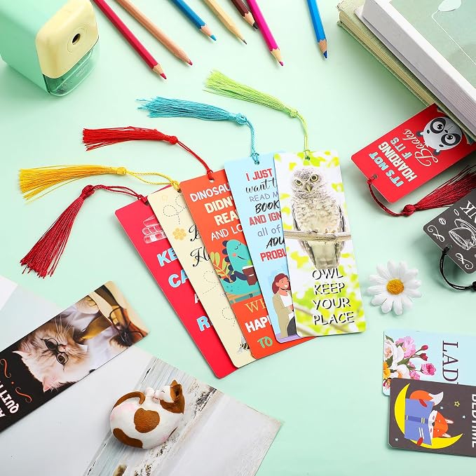 Fuyoooo 36 Sets Funny Bookmarks with Tassel Fun Bookmarks for Adults Can't Touch This Marks for Reading Bookworm Bookish Nerd Gifts for Female Friends Women Book Lovers Reading Present