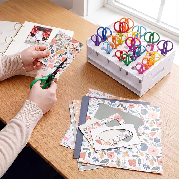 Unittype 40 Holes Scissor Holder White Plastic Scissor Storage Stand Rack Organizer 14 x 10 x 6 Inches Desktop Tool Stand for Classroom Pens Makeup Brushes Barbershop Home Office Craft Supplies