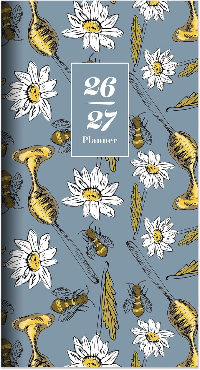 TF Publishing 2026-2027 Honey Bees Small Monthly Pocket Planner with 2 Page Large Calendar Grid and Lined Notes Section - 2 Year Pocket Calendar 2026-2027 Perfect for Purse - 3.5in x 6.5in
