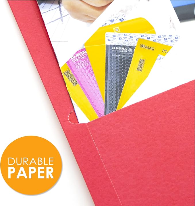 BAZIC Products 2 Pockets Paper Folder Portfolio, Letter Size Folders Holder, Assorted Color, 1 Unit, Random Color