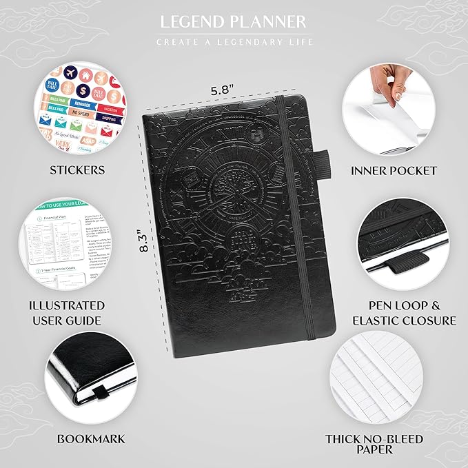 Legend Budget Planner – Financial Organizer Book. Money Account & Expense Tracker Notebook Journal for Household Monthly Budgeting (Black)