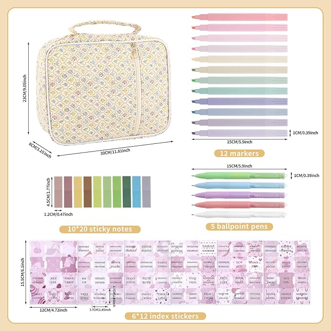 BESARME Bible Cover Case for Women, Large Bible Case Bibles Bag Bibles Study Supplies Christian Gifts for Women Girls (French Floral)