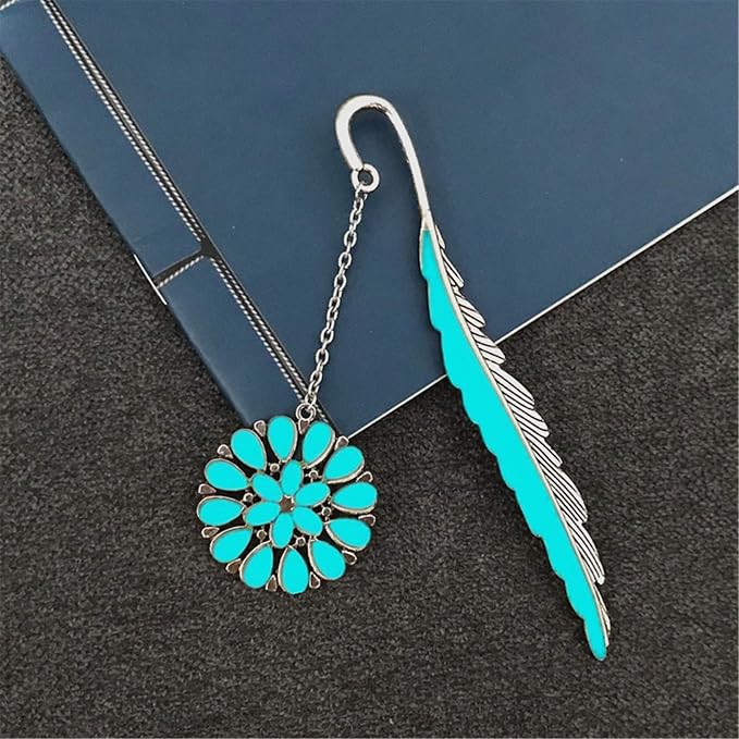 Luminous Bookmark, Retro Glow in The Dark Reading Bookmarks for Women Men Lovers,Book Markers with Pendant Holiday Gifts