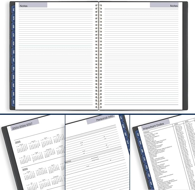 AT-A-GLANCE Planner 2025-2026 Academic, Weekly & Monthly, 8-1/2" x 11", Large, Monthly Tabs, Flexible Cover, DayMinder, Charcoal (AYC54545)