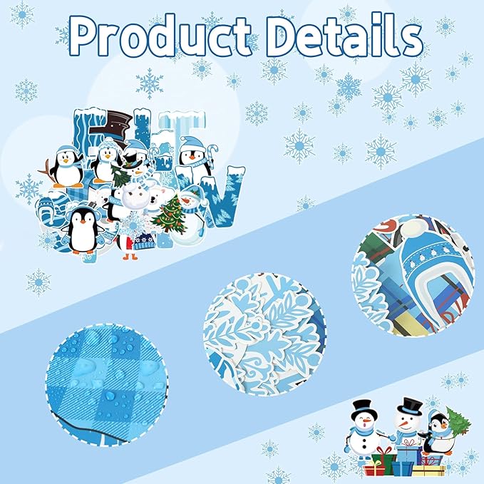 Maitys 124 Pcs Winter Bulletin Board Decorations Christmas Snowflake Let It Snow Tree Snowman Penguin Cutouts Tree Bulletin Board Set for Classroom Home Office Holiday Winter Room Wall Window Decor