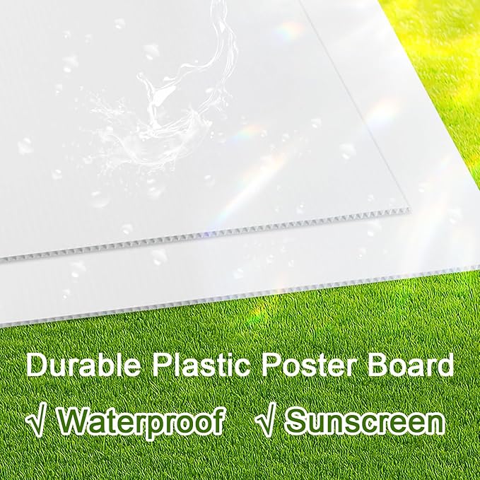 Corrugated Plastic Poster Board 11" x 14", 10 Pack White Corrugated Plastic Board, 3/16 Inches Thick Poster Sheets for School Projects, Craft, Art, Waterproof Blank Yard Signs for Outdoor
