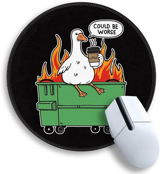 Gctriki Funny Goose Mouse Pad - 8.6 Inch Round Non-Slip Office Desk Mat, Cute Humorous Gift for Coworkers Boss, Premium Stitched Washable Mousepad for Computer Laptop Office Desk Accessories