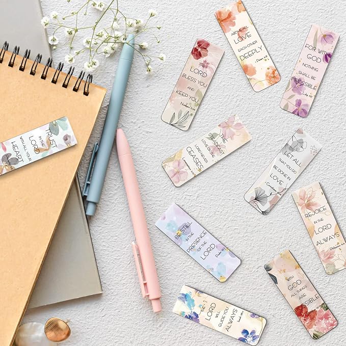 Bible Verse Magnetic Bookmarks, Style D | 10 Pieces, Inspirational Scripture, For Women Men, Christian Religious, Church & Office Supplies