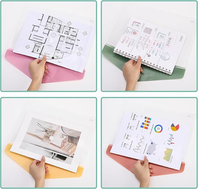 Mr. Pen- Clear Plastic Envelopes File Folders, 40 Pack, A4, Letter Size, Colorful Flaps, Bulk Clear Folders for Documents Plastic Poly Envelopes with Label for School, Home, Work, Office, Organizer