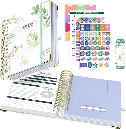 Ospelelf Budget Planner Budget Book with Bill Organizer and Expense Tracker 12 Month Undated Account Book to Take Control of Your Money Laef