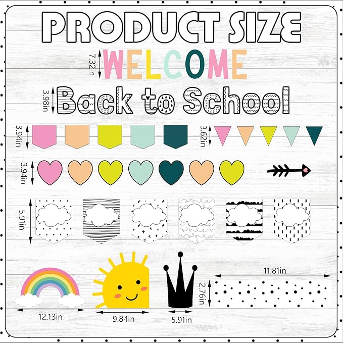 Mooliwe 94 Pcs Composition Notebook Classroom Decor Welcome Back to School Bulletin Board Set Checkered Classroom Decor Smile Face Stationery Paper Cutouts for First Day of School Wall Door(Cute)