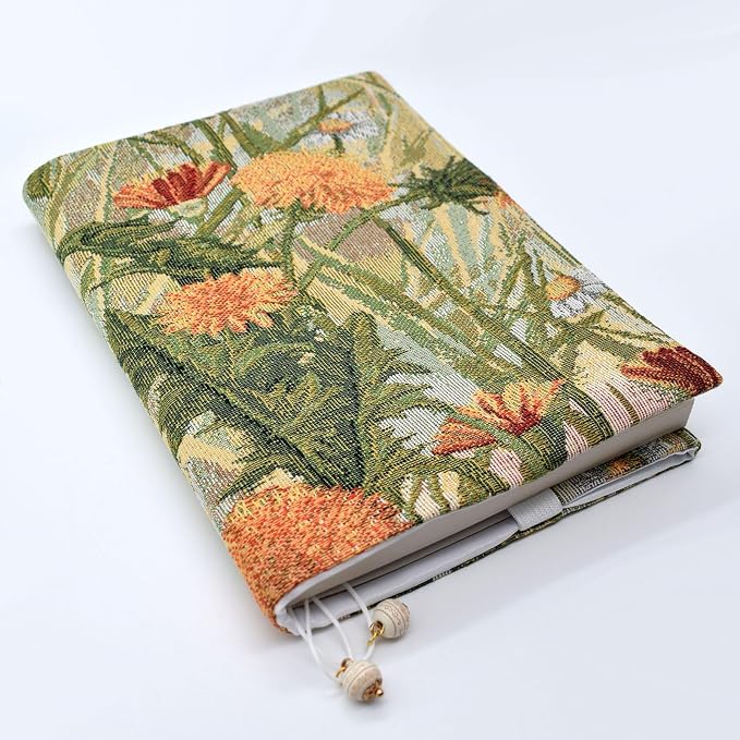 BLBMH A5 Journal Cover | Non-Stretch Fabric Notebook Sleeve with Bookmark, Handmade 5.5x8.3 Washable Privacy Protector for Paperback Hardcover, Gift for Women- WD Dandelion