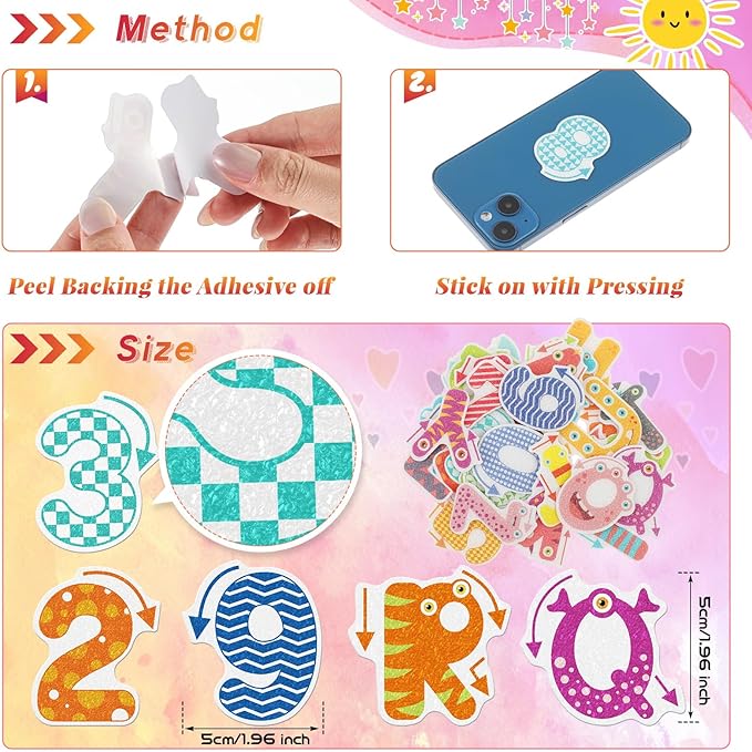 Gersoniel 36 Pcs Anxiety Sensory Stickers Strips Adhesive Textured Mental Health Calm Stickers Mindfulness Fidget Decals Stress Anxiety Relief Items for Therapy Office Desk(Letters and Number)