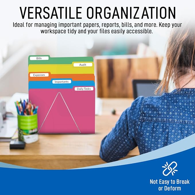 Blue File Folders, 1/3-Cut Tabs, Letter Size, 12-Pack – Durable Office Filing Folders for Documents, Papers, and Organization