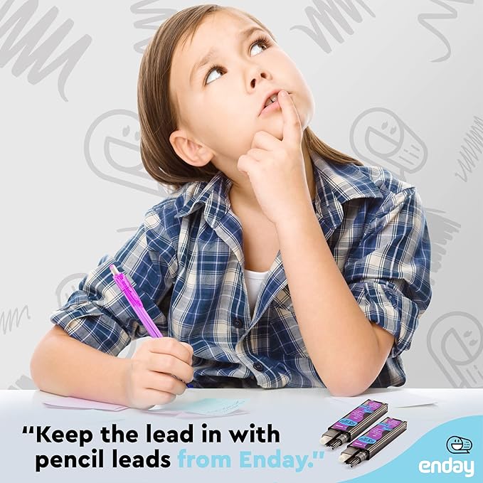 Enday Mechanical Pencil Leads & Eraser Refills, 0.9mm, Black HB #2, 60 Pieces of Lead & 18 Erasers (3 Packs of 20 Pieces of Lead & 6 Erasers)