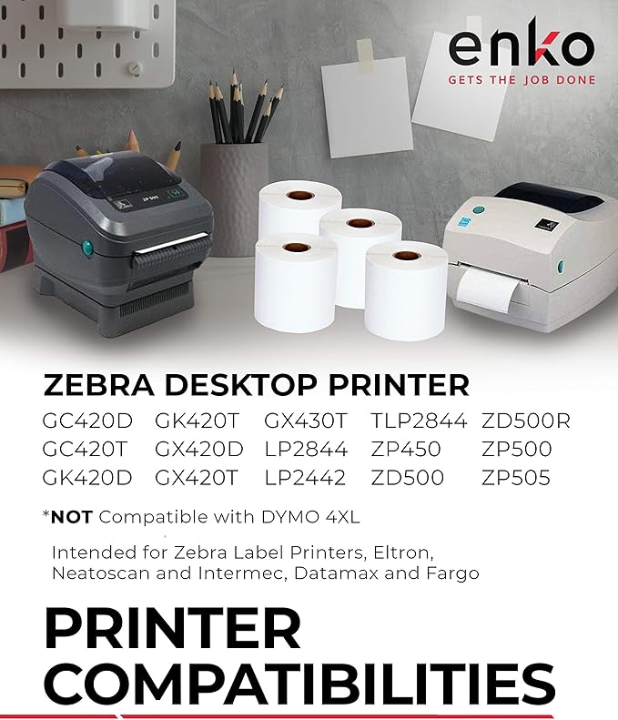 enKo (3 Rolls, 4,125 Labels) 3" x 1" Direct Thermal Labels for FBA Stickers, FNSKU Labels Compatible for Zebra Thermal Printers