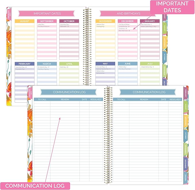 bloom daily planners New Undated Academic Year Teacher Planner & Calendar with Frosted Protective Cover - 7 Period Lesson Plan Organizer Book (9" x 11") - Teacher with a Plan