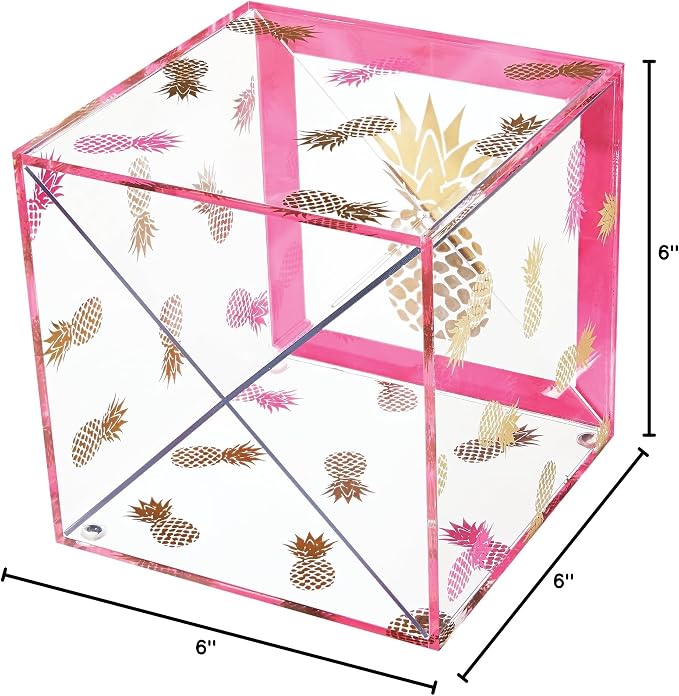 Deflecto Desklarity Storage Cube Organizer Cross Dividers, Desk Accessories, Precisely Pineapple, Acrylic, Clear, 6"W x 6"H x 6"D (41696)