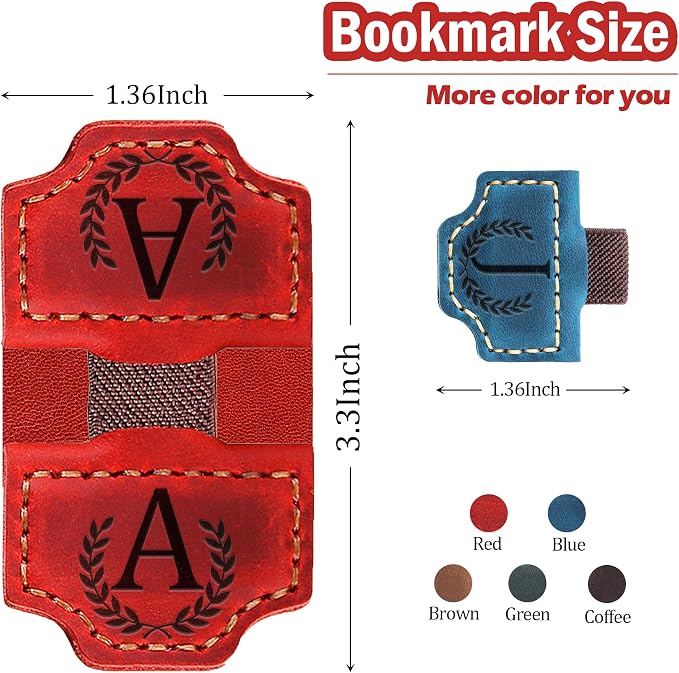 Personalized Leather Magnetic Bookmark with Pen Holder, Bookmark 26 Letters Name Initial Bookmarks for Readers, Book Lover Gifts for Women Men Notebook Accessories (Blue, H)