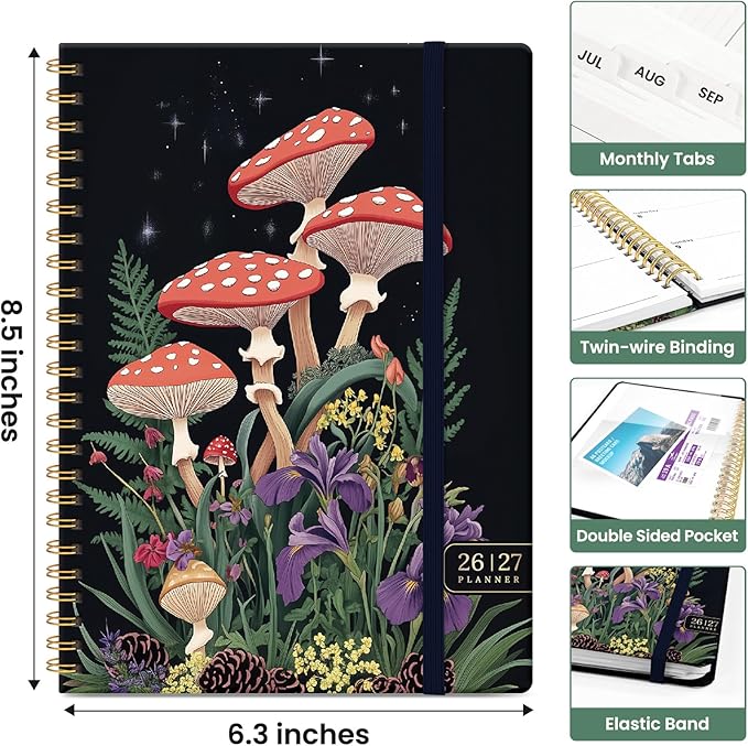 Planner 2026-2027, Academic Year Weekly and Monthly Calender Planner, from Jul 2026 - Jun 2027, Spiral Bound School Planning Book, Perfect for Teacher, Student, Women & Men, A5 (6.3" x 8.5"), Forest Myth