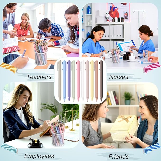 Crtiin 30 Pcs Gel Pens Bulk, 0.5mm Fine Point Black Ink Pens, Retractable Smooth Writing Quick Dry, Colored Aesthetic for School Office Journaling Teacher Appreciation Mother Day (Pastel Colors)