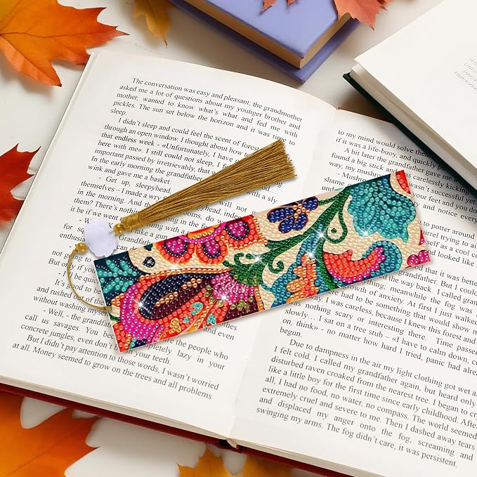 8 Pieces Christian Bible Verse Diamond Art Bookmarks 5d Christian Beaded Bookmark Acrylic Tassel Bookmark for DIY Making Beginners Adults Arts Craft Supplies (Boho-1)