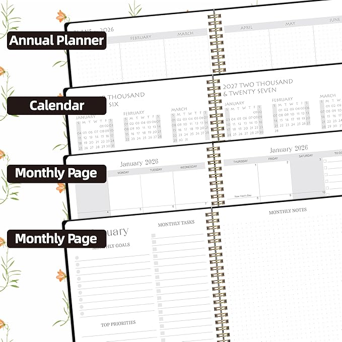 2026-2027 Monthly Planner, Jan 2026-June 2027, B5 (7" x 9"), 2 Year Monthly Planner, 24 month Calendar, Simple Calendar Planner Notebook Soft PVC Cover, Suitable for Schools & Offices, Black