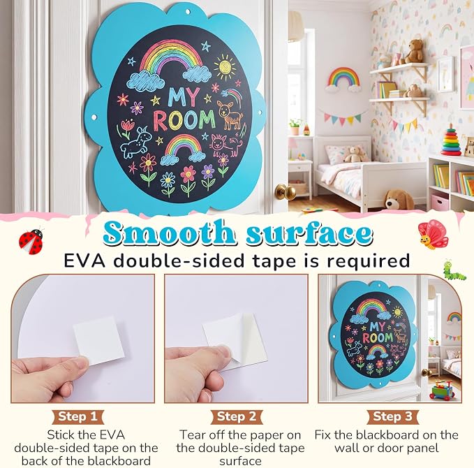 MotiMind 2 Pcs Giant Outdoor Chalkboard for Kids Suitable Indoor and Outdoor Use, Weatherproof Large Black Chalkboard Panels for Wall Back to School Decorations (Classic Flower)