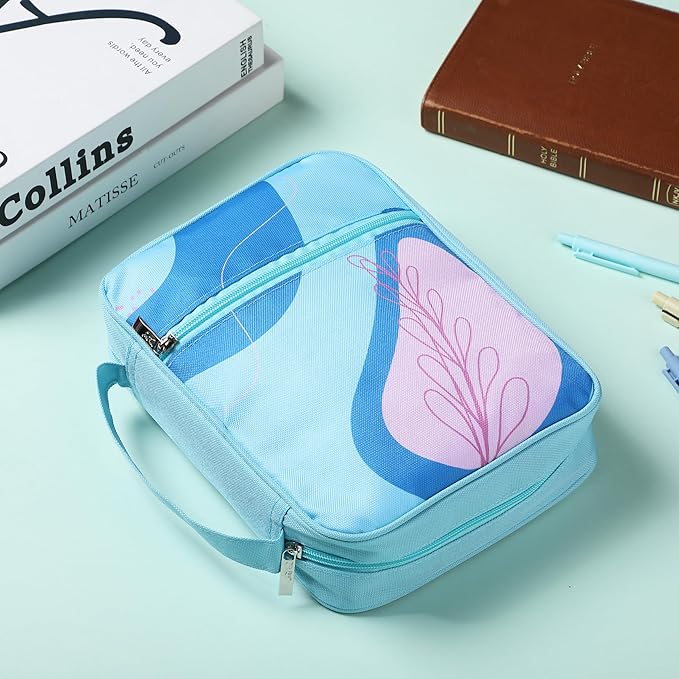 Mr. Pen- Bible Cover Case, Carrying Book Case with Durable Handle and Zippered Pocket, Bible Protective Church Bag for Men & Women, Christian Gifts, Aqua Flora