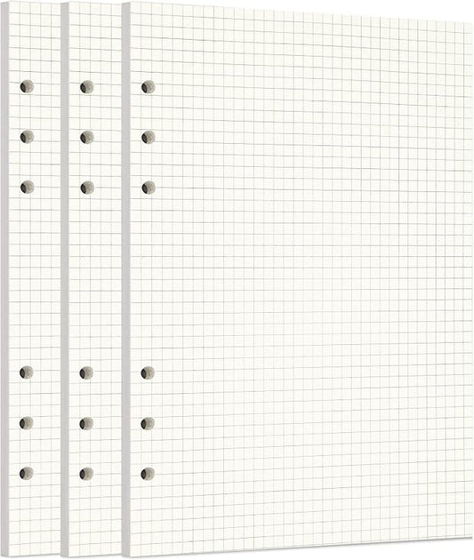 Zelten 3 Pack A5 135 Sheets/270 Pages Squared Loose Leaf Punched Paper Refills Paper for 6 Hole Binder Personal Organizer Diary Notebook Refillable Planner