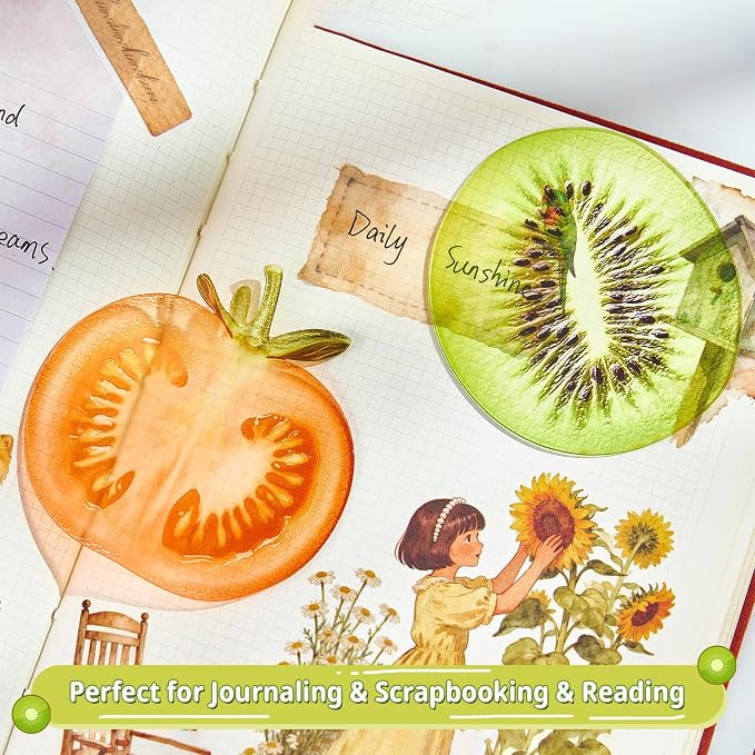 4PCS Fruit Bookmarks, Cute Acrylic Book Marker for Women Children Student, Aesthetic Book Accessories Gift for Book Lovers
