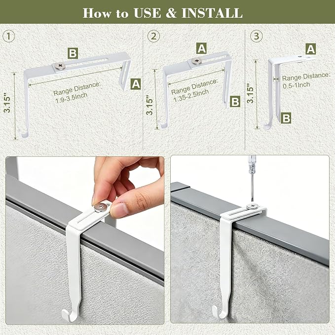 2 Tier Cubicle Shelf Hanging - 11.8 Inch Office Cubicle Wall Shelf with Rope Adjustable Hooks, Office Desk Accessories for Office Decor, Organizer, Storage in Workspaces