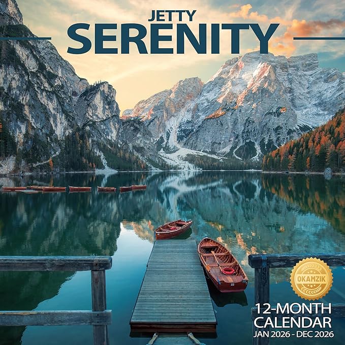 Wall Calendar 2026 Planner Calendar - Serenity Jetty Hangable Monthly Wall Calendar with Large Blocks for Organizing & Planning, Academic Schedule, Home, Office & family, Thick & Sturdy Paper (12"x24" Open)