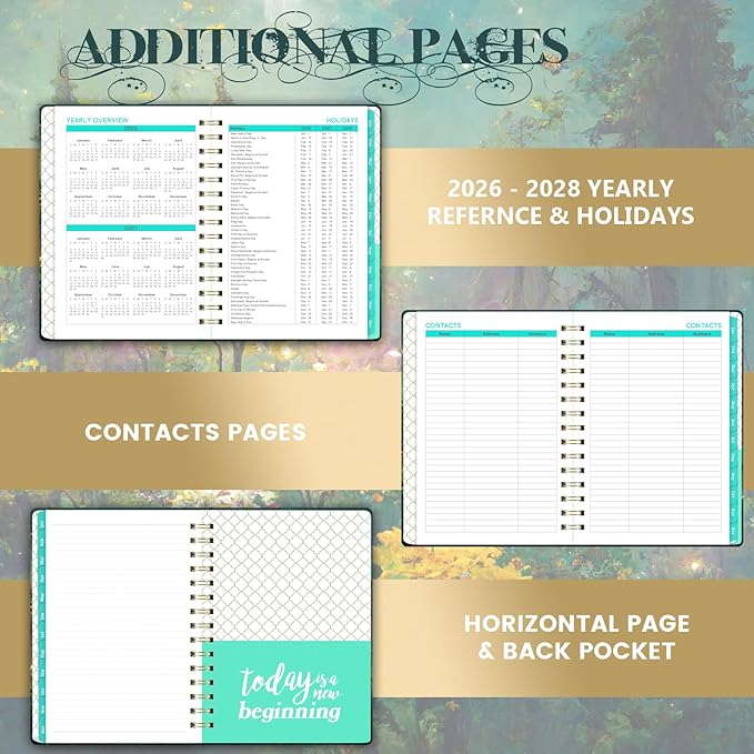2026 Planner - 2026 Planner Weekly and Monthly with Tabs, Jan 2026 - Dec 2026, 6.4" x 8.5", 2026 Calendar Planner, Twin-wire Binding, Premium Paper, Hardcover, Back Pocket for Women & Men