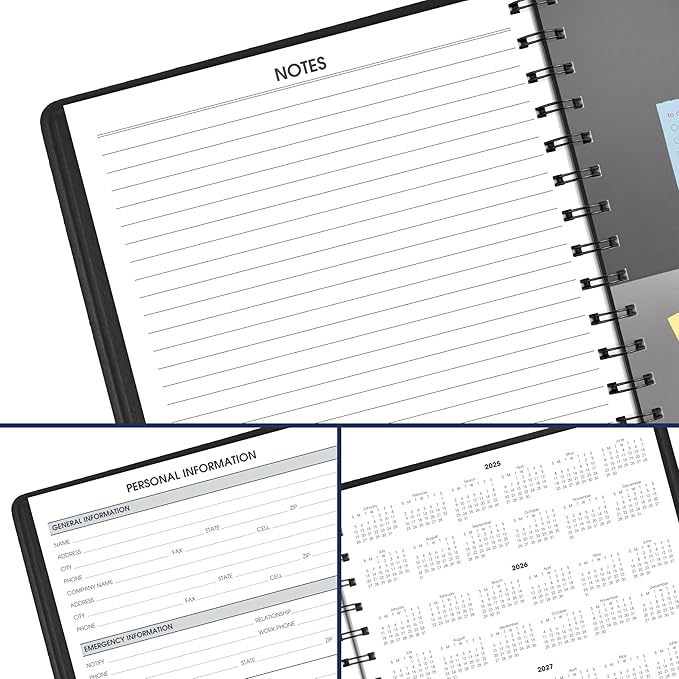 AT-A-GLANCE 2026 Appointment Book Planner, Daily, 7" x 8-3/4", Medium, 24-Hour, Black (708240526)