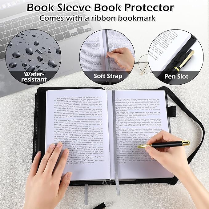 Motipuns Double Alcoholics AA Big Book Cover for 12 Steps & 12 Traditions Double AA Book Cover with Medallion Holder Pen Clip Alcoholics Gifts for Serenity Prayer(Black)