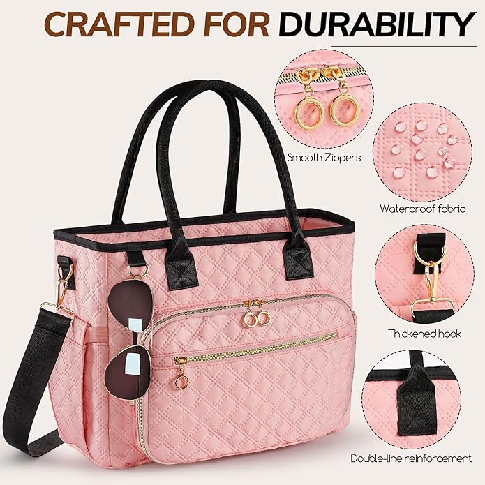 Large Bible Bag with Bible Cover Case for Women, Quilted Church Tote Bags for Bible Study Supplies, Christian Gifts for Women