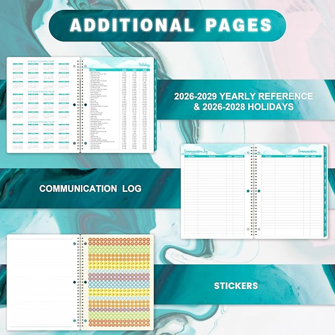 Student Planner 2026-2027 - School Planner 2026-2027 with Stickers, July 2026 - June 2027, 8.5" x 11", Academic Planner & Weekly Planners/Agenda, Thick Paper + Holidays + 3-Hole Punched + Twin-Wire - Sea Blue