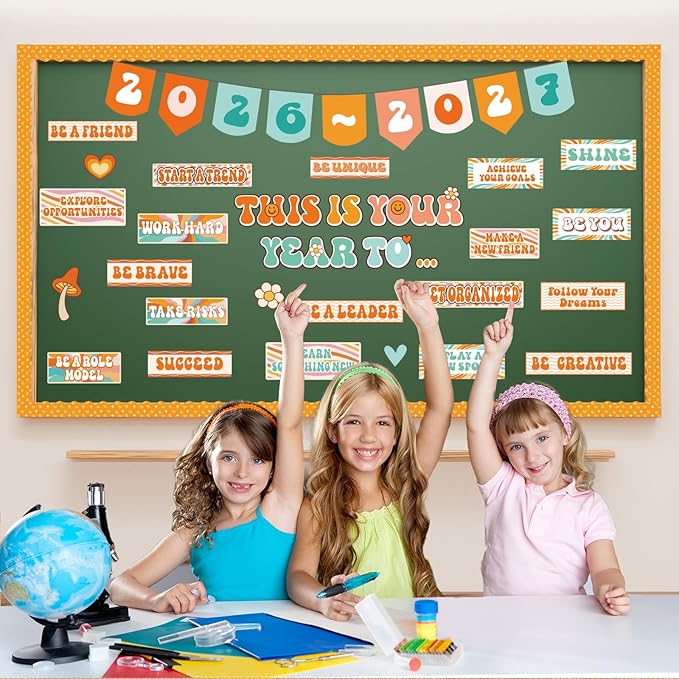 Classroom Bulletin Board Decorations, This is Your Year to Bulletin Board Sets, Growth Mindset Positive Affirmations Wall Decor for Teacher Groovy Welcome Back to School Classroom Door Wall Decors