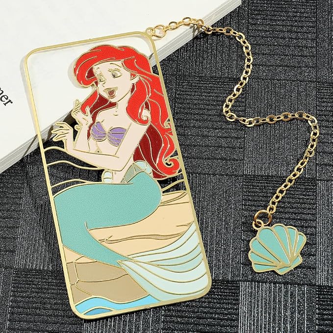 Cute Little Mermaid Anime Metal Book Mark -Metal Bookmarks Anime Fans Collection Accessories Reading Marker Gift for Book Lovers Women Girls Kids (Happy Mermaid)