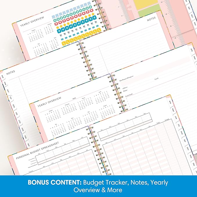 Blue Sky 15 Month 2026-2027 Weekly and Monthly Academic Year Planner Calendar, April 2026 - June 2027, 8.5" x 11", Hard Cover, Wirebound, Laminated Tabs, Storage Pocket, Includes Snap-in Ruler w/Sticky Notes & Sticker Sheet, Nerina