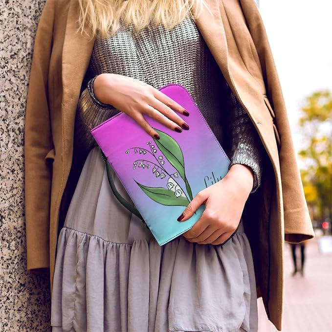 Personalized Bible Cover with Birth Flower, Custom Bible Cover Case for Women Girls, Large Capacity Scripture Bag with Handle