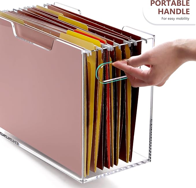 Acrylic Hanging File Organizer, Letter Size Clear Magazine Rack Folders Holder, Large Capacity Storage Box for Desk Office School, No Assembly Required